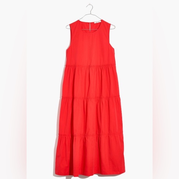 Madewell Coral Sleeveless Midi Dress in Heirloom Rose - Picture 3 of 14